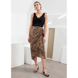 & Other Stories Satin Leopard Sarong Skirt, sz 0